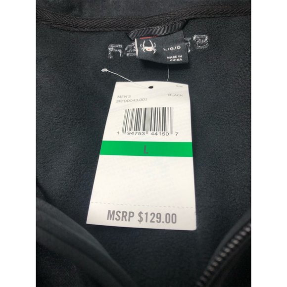 Spyder Mens Black Racer Full Zip Long Sleeve Knit Jacket Sz L NWT - Picture 7 of 11